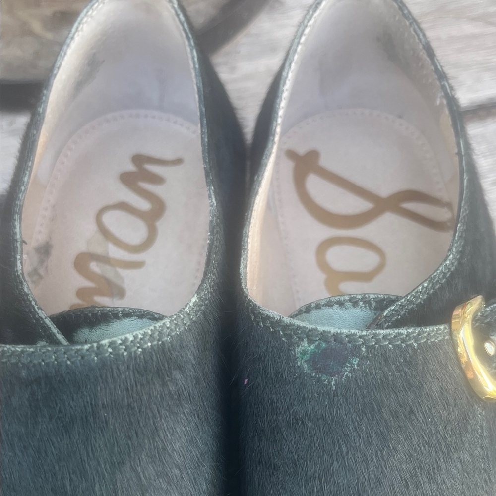 Sam Edelman green Double Monk Haircalf Leather Shoes with Gold Buckles - Picture 5 of 6